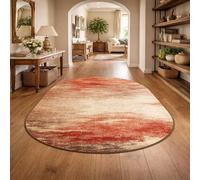 Alfombra Oval Salón Decoración,Abstracto Retro Rojo, Beige, Marrón, Blanco, 110 x 180 cm, Rugs Dormitorio de Amigos Oficina en el Hogar Mesa Comedor