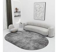 Alfombra ovalada abstracta moderna para sala de estar, dormitorio, oficina, yoga, lujosa alfombra gris, 120 x 200 cm, diseño simple y elegante, decoración interior del hogar