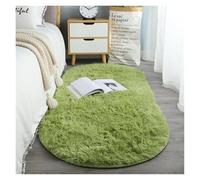 Alfombra ovalada de felpa suave y sedosa, decoración moderna for el hogar, sala estar, sofá, mesa café, suelo, alfombra for dormitorio niña, cojín for balcón(Grass Green,50X80cm(19.6x31.5in))