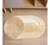 Alfombra ovalada moderna con diseño geométrico abstracto en beige marfil, 130 x 190 cm, para sala de estar, comedor, dormitorio, habitación de los niños, decoración elegante para el hogar