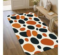 Alfombra ovalada, moderna y contemporánea, con forma de círculo, color naranja, de pelo bajo, esponja, para interiores, no se desprende, para decoración de puerta de entrada, 3 x 5 pies