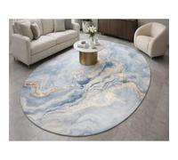 Alfombra ovalada para salón, decoración, cuadro abstracto moderno, azul, blanco y amarillo, 120 x 180 cm, Rugs Grande para decoración de sofá dormitorio