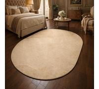 Alfombra ovalada para salón, decoración, cuadro abstracto moderno, color beige, blanco, beige, 70 x 100 cm, rugs de suelo para decoración cómoda, dormitorio adulto,