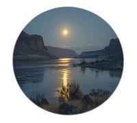 Alfombra Paisaje RiversiSunset Canyon Weeds Reflections in The Lake Alfombras Redondas Lavables para Dormitorio Sala Estar Entrada guardería Decoración del hogar 120x120cm