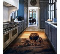 Alfombra paisajística de pradera León majestuoso africano con cachorros Estampado Alfombras antideslizantes suaves de pelo bajo 140 x 200 cm - Decoración del suelo de cielo cálido para la entrada