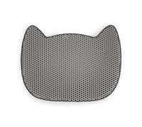 Alfombra para Arena de Gato, Gris, Forma de Gato, 65 x 40 cm, Doble Capa, Impermeable, Antideslizante