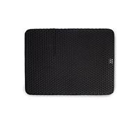 Alfombra para Arena de Gato, Negra, Cuadrada, 65 x 40 cm, Doble Capa, Impermeable, Antideslizante