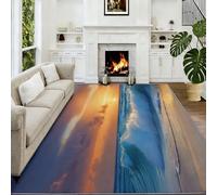 Alfombra para fotografía, lavable a máquina, 80 x 150 cm, antideslizante, con diseño de olas y océano, para salón, dormitorio, comedor, habitación de los niños, mesita de noche, cocina y salón