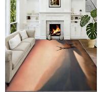 Alfombra para fotografía, lavable a máquina, 80 x 150 cm, antideslizante, diseño de ciervos y atardecer, para salón, dormitorio, comedor, habitación de los niños, mesita de noche, cocina y salón