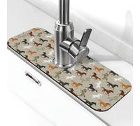 Alfombra para fregadero de cocina Modern Cool Horse, alfombrilla antisalpicaduras, absorbente, de secado rápido, para fregadero de cocina, alfombrilla para lavabo de baño
