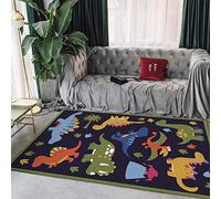 Alfombra para habitación de los niños, lavable, suave, de pelo corto, para sala de juegos, sala de estar, dormitorio, alfombra antideslizante, diseño de dinosaurios de dibujos animados en varios