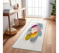 Alfombra para habitación Infantil Arte Floral Abstracto Fácil de cuidar, Resistente 60x210 cmLavable Antideslizante Felpa,Beige