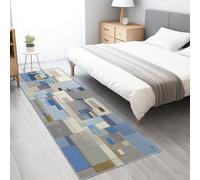 Alfombra para habitación Infantil Arte geométrico Abstracto Fácil de cuidar, Resistente 60x150 cmLavable Antideslizante Felpa,AzulCreador de Tendencias individualista
