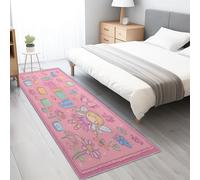 Alfombra para habitación Infantil Diversión Infantil con Hadas de Dibujos Animados Fácil de cuidar, Resistente 80x200 cmLavable Antideslizante Felpa,RosaFamilias formadas por Padres e Hijos