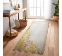 Alfombra para habitación Infantil Estilo Europeo, Trabajo de Filigrana Fácil de cuidar, Resistente 80x240 cmLavable Antideslizante Felpa,Beige