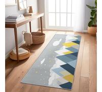Alfombra para habitación Infantil Geometría, montañas, Estrellas y Luna Fácil de cuidar, Resistente 60x180 cmLavable Antideslizante Felpa,Gris