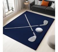 Alfombra para Interior 180 x 240 cm Logotipo Deportivo Pelota De Golf Club Alfombra Impresión 3D Modern, Azul Oscuro Habitación Suave Antideslizante, para salón Dormitorio Infantil Alfombrilla