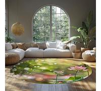 Alfombra para niños Alfombras de guardería lavables Suave felpa Lotus Water Lily Antideslizante Cubierta de tapete piso floral para salón clases Sala juegos Dormitorio Decoración habitación 90cm