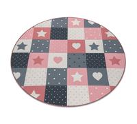 Alfombra para niños STARS circulo estrellas rosado / gris circulo 170 cm
