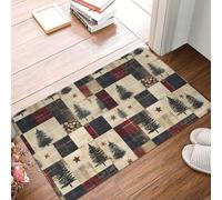 Alfombra para Puerta Cuadros De Árbol De Navidad Atrapapolvo Felpudo Entrada Absorbentes Trampa De Tierra para Jardín Casa Cocina 60X40Cm