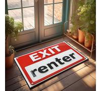Alfombra para puerta delantera de exterior, con letrero rojo de salida con letras llamativas, tapete para exteriores, impermeable, divertida decoración de dormitorio (40 x 60 cm)