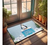 Alfombra para puerta delantera, diseño de pingüino frío con texto en inglés «Welcome You To Cool & Drinks!» (40 x 60 cm)