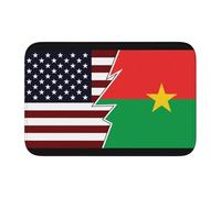 Alfombra para Puerta Interior Banderas De Estados Unidos Y Burkina Faso En Estilo Rasgado Tapete Antideslizante Felpudo Lavable En Lavadora Doormat para Dormitorio Fiesta Hogares 60X40Cm