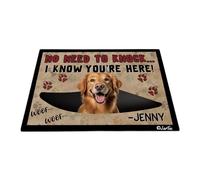 Alfombra para Puerta No Es Necesario Llamar, Sé Que Estás Aquí. Divertido Perro Goldendoodle. Lavable Alfombra De Entrada Absorbentes Felpudo Entrada Casa para Pasillo Balcón Baño 60X40Cm