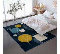 Alfombra para Sala de Estar 140 x 200 cm - Minimalismo Geometría Arte Alfombra para Dormitorio Lavable a Máquina, y Antideslizante, Esponjosa para Habitación Infantil Negro