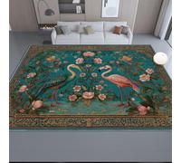 Alfombra para Sala de Estar 40 x 60 cm - Retro Textiles Flamencos Alfombra para Dormitorio Lavable a Máquina, Suave y Antideslizante, Esponjosa para Habitación Infantil Verde
