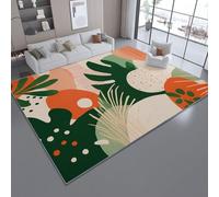 Alfombra para Sala de Estar 60 x 90 cm - Arte Hojas Geometría Alfombra para Dormitorio Lavable a Máquina, Suave y Antideslizante, Alfombra Esponjosa para Habitación Infantil Verde