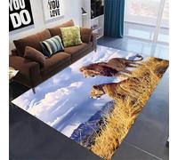 Alfombra para Sala De Estar Tigre Leopardo León Animal Gris Negro Lavable Suave Antideslizante Alfombra Habitación Juventud, Pasillo, Baño, Sofá Mesa De Centro Decorativa Rug, 100x150 cm, Color 2