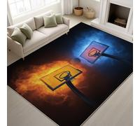 Alfombra para Sala Naranja Clásico Antideslizante Lavables en Lavadora Alfombras Habitacion Dormitorio Comedor Cocina Deportes Fantasía Baloncesto Intenso Pequeña Pelo Corto Tapete 60 x 100 cm