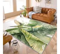 Alfombra para Salón de Pelo Corto 160x230 cm Colibrí de Acuarela sobre Hojas de PláTano Alfombras Lavables Antideslizantes Verde Alfombra Moderna Interior para Dormitorio, Sala, Cocina y Pasillo