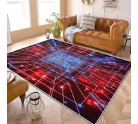 Alfombra para Salón de Pelo Corto 180x240 cm Red de TecnologíA de Ciencia FiccióN Alfombras Lavables Antideslizantes Rojo Alfombra Moderna Interior para Dormitorio, Sala, Cocina y Pasillo
