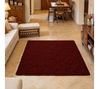 Alfombra para Salón Esponjosa y Antideslizante 100x110cm Vino Tinto | Pelo Largo Fluffy Alfombra Extra Grande Para Habitacion Dormitorio Salon Comedor