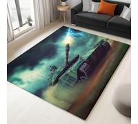 Alfombra para salón, lavable de pelo corto, mullida y antideslizante para dormitorio, comedor, habitación juvenil, baño, muy suave y duradera, fantasía militar con relámpagos, color camuflaje 140 x