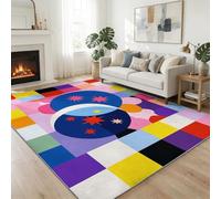 Alfombra para Salon Pelo Corto 140 x 200 cm, Morado Alfombra Antideslizante con Patrón Impreso Geométrico Dibujos Animados Luna Estrellas Lavable a Máquina - Ideal para Pasillo y Dormitorio