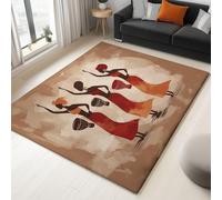 Alfombra para Salon Pelo Corto 160 x 220 cm, Alfombra Suave, Antideslizante con Patrón Impreso Retro Elegante Africano Mujeres, Lavable a máquina y para Pasillo y Dormitorio, Amarillo Marrón