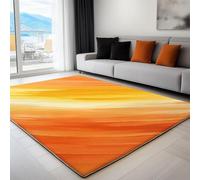 Alfombra para Salon Pelo Corto 80 x 150 cm, Alfombra Suave, Antideslizante con Patrón Impreso Abstracto Delicado Degradado Moderno, Lavable a máquina y para Pasillo y Dormitorio, Amarillo Anaranjado