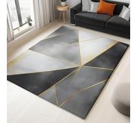 Alfombra para Salon Pelo Corto 80 x 150 cm, Alfombra Suave, Antideslizante con Patrón Impreso Moderno Geométrico Triángulo Abstracto, Lavable a máquina y para Pasillo y Dormitorio, Gris Carbón