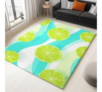 Alfombra para Salon Pelo Corto 80 x 150 cm, Alfombra Suave, Antideslizante con Patrón Impreso Sencillo Fruta Rodajas De Lima, Lavable a máquina y para Pasillo y Dormitorio, Azul