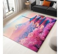 Alfombra Para Salón Rosa - Lavable, Antideslizante Arquitectura Tradicional Paisaje Urbano Alfombra Pelo Corto , Para Dormitorio Balcón Pasillo Cocina Comedor Plana Interior Moderna Suave Tapetes