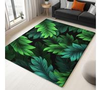Alfombra Para Salón Verde Oscuro - Lavable, Antideslizante Pintura Al Óleo Hojas Tropicales Alfombra Pelo Corto , Para Dormitorio Balcón Pasillo Cocina Comedor Plana Interior Moderna Suave Tapetes