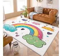 Alfombra para Salón y Cocina 180x240 cm Nubes de ArcoíRis para NiñOs Pelo Corto, Lavable en Lavadora, Antideslizante, Vistoso Alfombra Suave y Fácil de Limpiar, para Dormitorio, Entrada