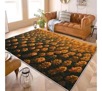 Alfombra para Salón y Cocina 80x150 cm Hermosos Campos de Flores de OtoñO Pelo Corto, Lavable en Lavadora, Antideslizante, Amarillo Alfombra Suave y Fácil de Limpiar, para Dormitorio, Entrada