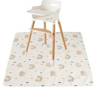 Alfombra para silla alta de bebé, 110 x 110 cm, protección de suelo infantil, antideslizante, impermeable, para comer y jugar al aire libre interior (arcoiel)