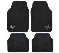 Alfombra para suelo de coche 4 piezas antideslizante alfombrillas coche universales bordada mariposas azules