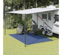 Alfombra para tienda de campaña, 4 x 2,5 m, color azul | Poliéster con revestimiento de espuma de PVC, antideslizante, diseño de rejilla, plegable, para camping e interior