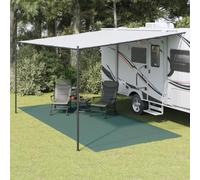 Alfombra para tienda de campaña, 5,5 x 2,5 m, color verde | Poliéster con revestimiento de espuma de PVC, antideslizante, diseño de rejilla, plegable, para camping e interior